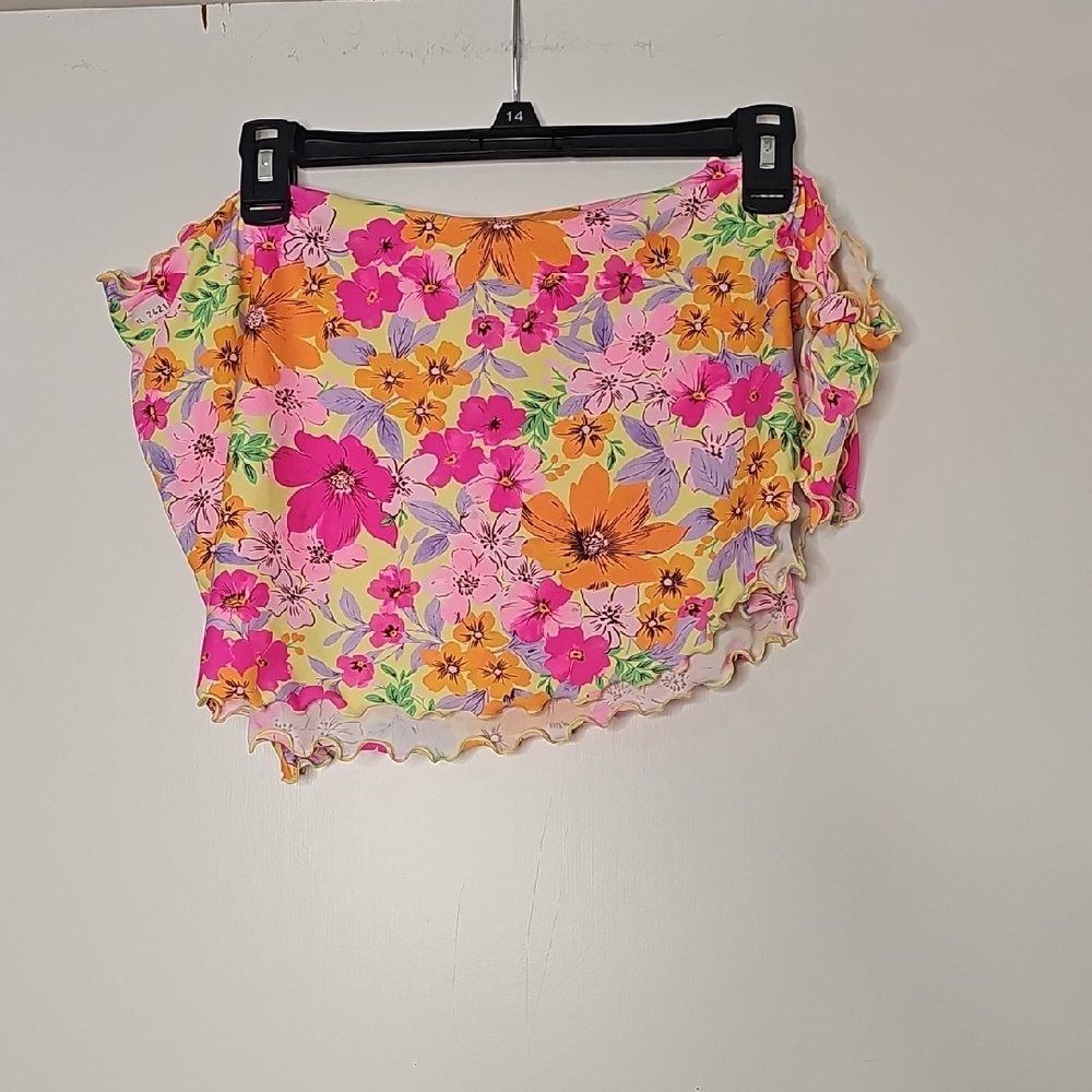 Women’s Floral Swim Cover-Up Skirt in Pink & Orange